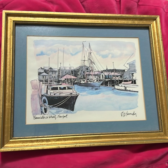 Bannister’s Wharf Newport Watercolor R.E. Kennedy